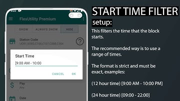 Flex Utility Premium: Start Time Filter Setup