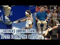 Tennis player slams umpires chair with his racket, a breakdown