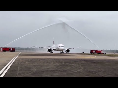 China's c919 jetliner arrives in haikou as part of validation flight process