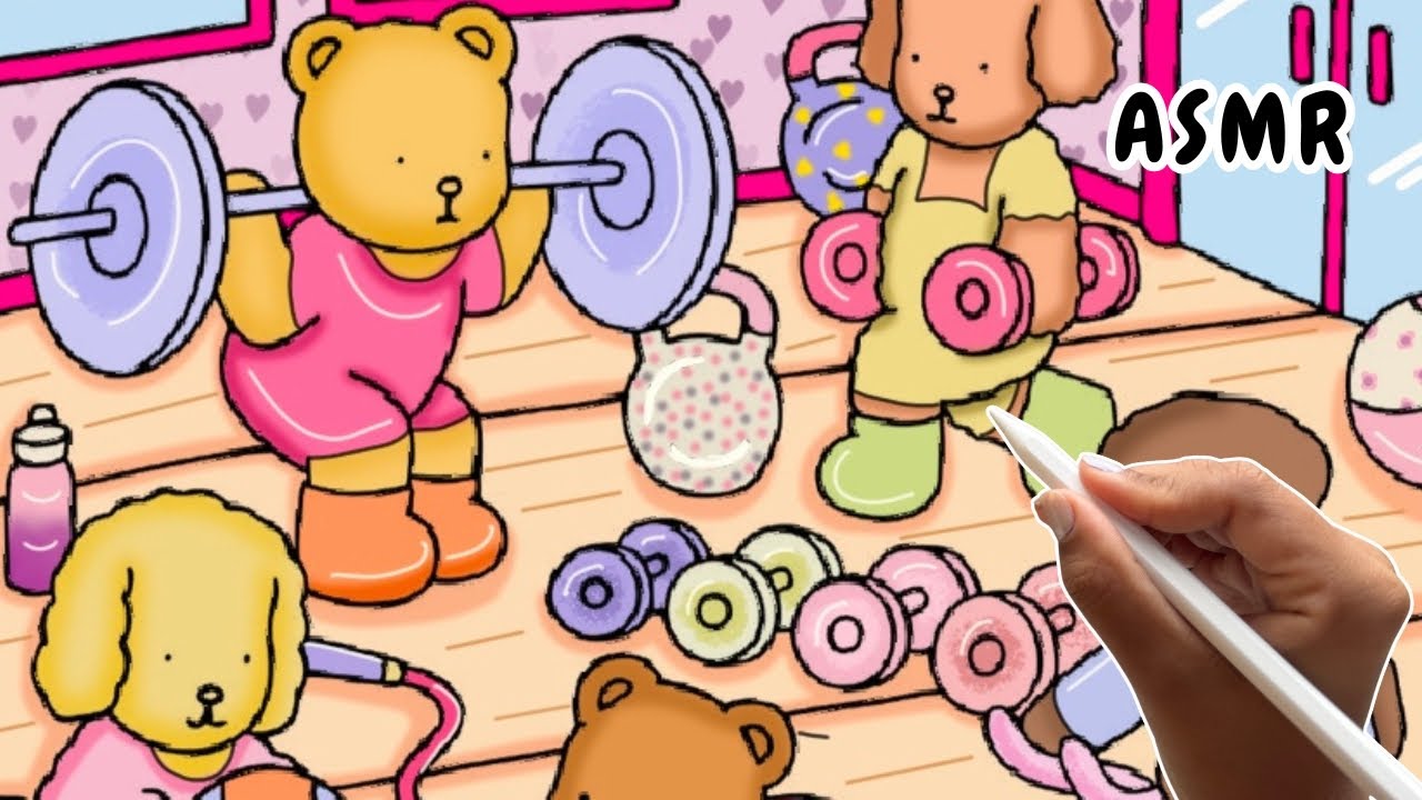 (Eng) 🏋🏽ASMR 🎧 Colorindo Bobbie Goods no meu IPad | Academia