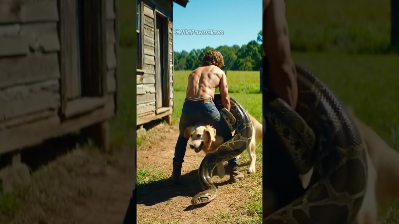 animal rescue: golden retriever rescue from giant python