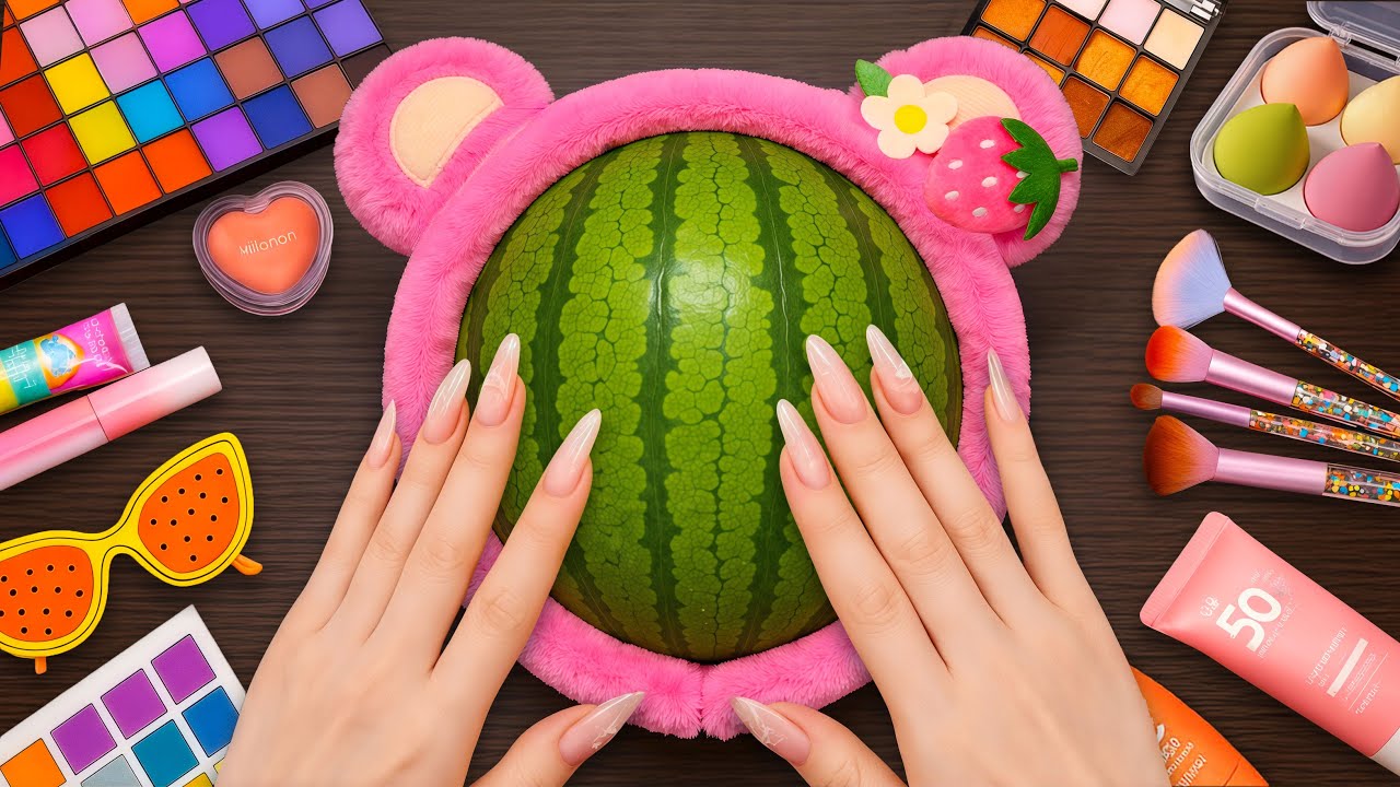 ASMR Makeup on Watermelon (No Talking)