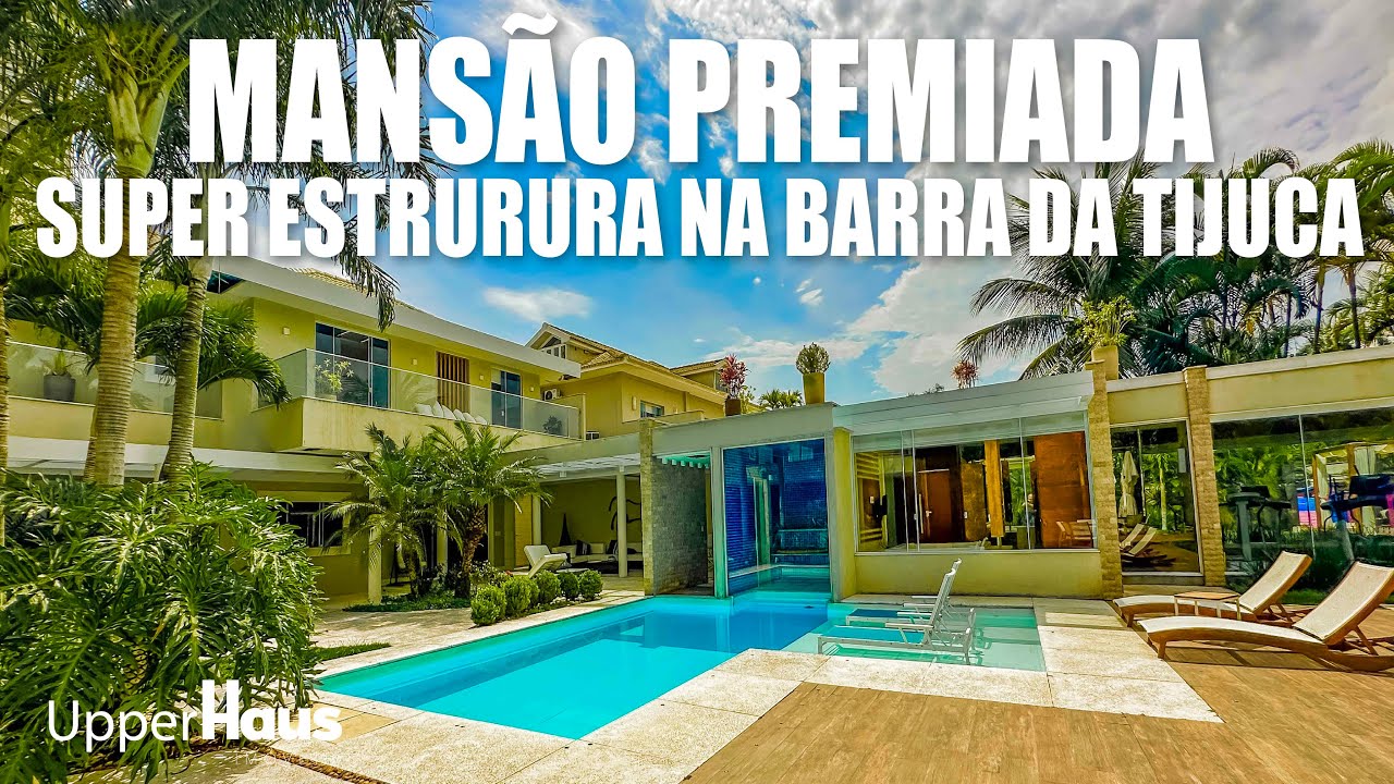 Mansão premiada e capa de revista com lazer SURREAL! Casa dos sonhos na Barra da Tijuca no Mansões.