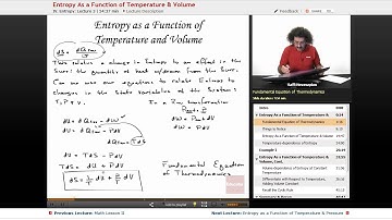 “Entropy as a Function of Temperature & Volume” | Physical Chemistry with Educator.com