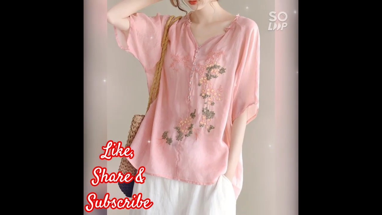 Trendy casual & comfortable cotton line top design ideas 2025, Latest embroideried tops collection,