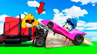 GTA 5 ¡COCHE de BATMAN VS CAMIÓN PINCHO! 🐶😱 Los COMPAS CHOCAN en SUPER COCHES