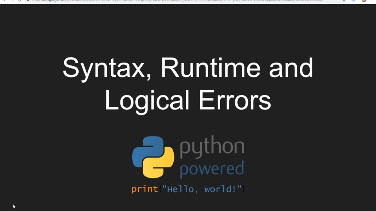 Runtime and Logical Errors in Python - YouTube