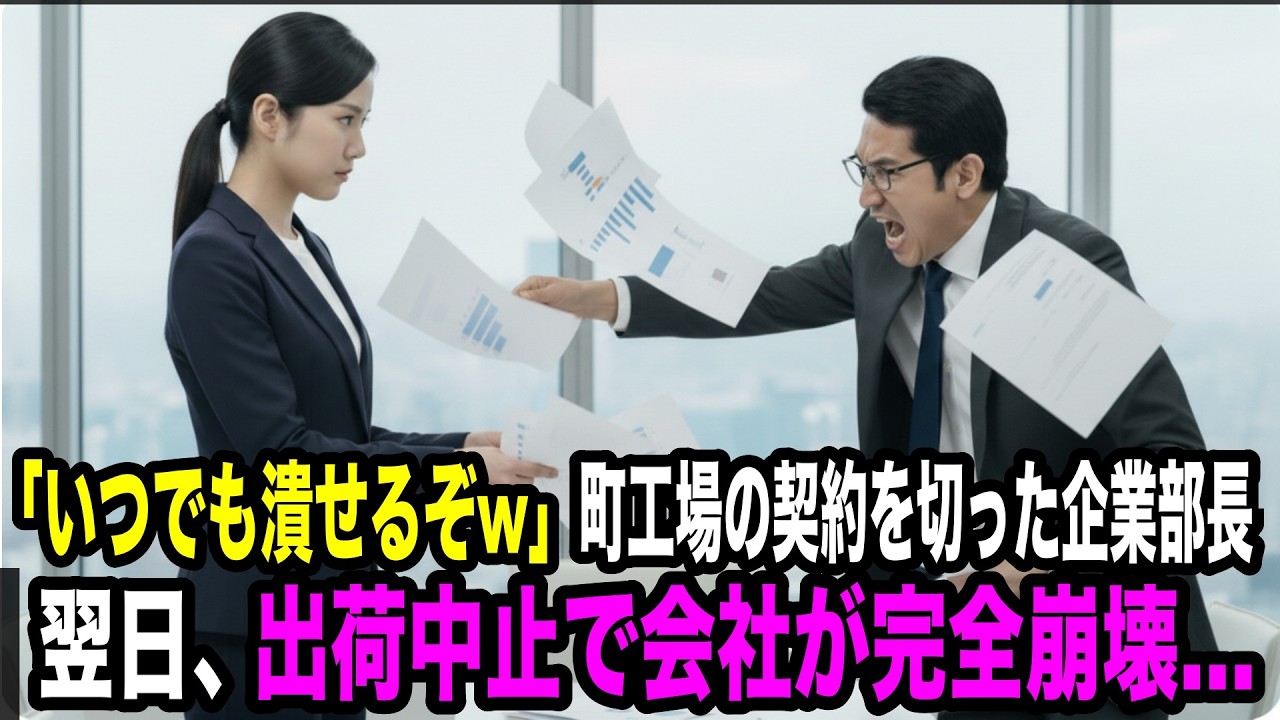 「お前の工場なんていつでも潰せるぞ」小さい町工場の契約を切った大手の部長。数日後、出荷中止で会社が倒産危機に...【スカッとする話】