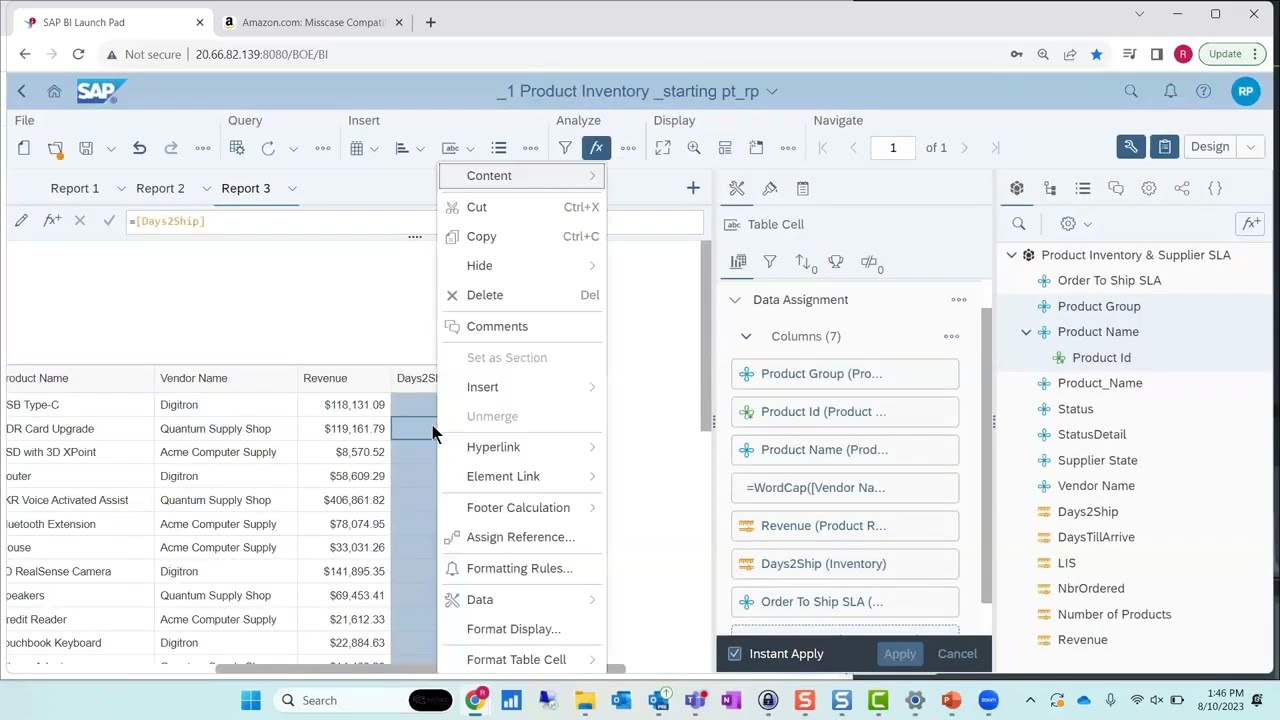 Joining Data in Webi from Different Data Sources