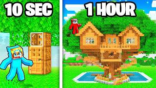 10 Seconds vs 1 Hour TREE HOUSE Build Challenge!