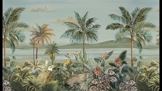 Tropical Wallpaper - Lush Palm Trees & Serene Water Landscape - Nature-Inspired Wall Art screenshot 1