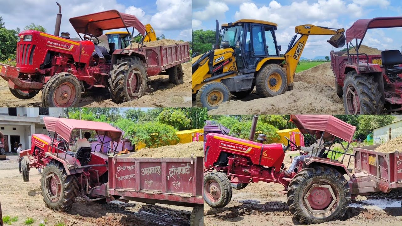 mahindra tractor stuck in mud | jcb tractor trolley