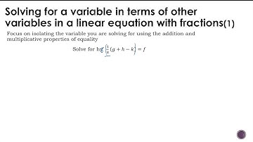 Solve for a Variable in Terms of Other Variables in a Linear Equation with Fractions