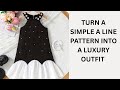 Turn a Simple A Line Pattern into a Luxury Outfit / Easy Sewing Tutorial For Beginners.