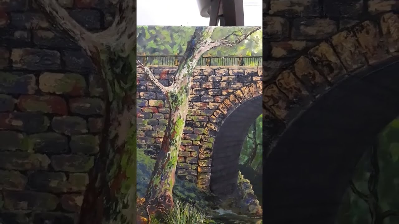 Oil painting Old Bridge Painting by Anton Zapotochny(Dovzhenko)