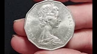 Fifty cent coin minted over 40 years ago in really good circulated condition! #coin #australian