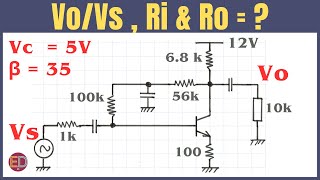 Common Emitter Amplifier Small Signal Analysis, Collector Feedback with Unbypassed Emitter Resistor