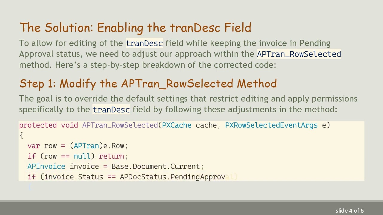 How to Enable Field in AP Bill During Pending Approval Status in Acumatica