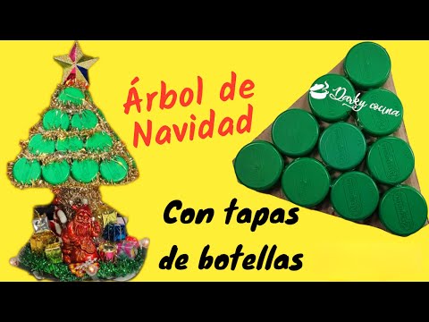 🎄ÁRBOL DE NAVIDAD con Tapas de BOTELLAS|FACILÍSIMO #manualidades #tapasdebotellas #arboldenavidad