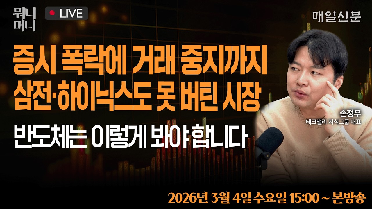 [3/4 수 LIVE]  증시 폭락에 거래 중지까지 삼전·하이닉스도 못버티는 시장 … 반도체는 이렇게 봐야 합니다   [뭐니머니]