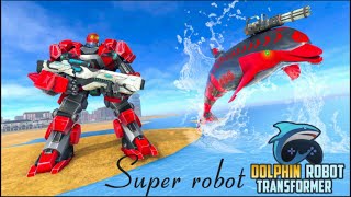 dolphin robot transform : robot war |Super robot shooter android gameplay | transform games screenshot 1