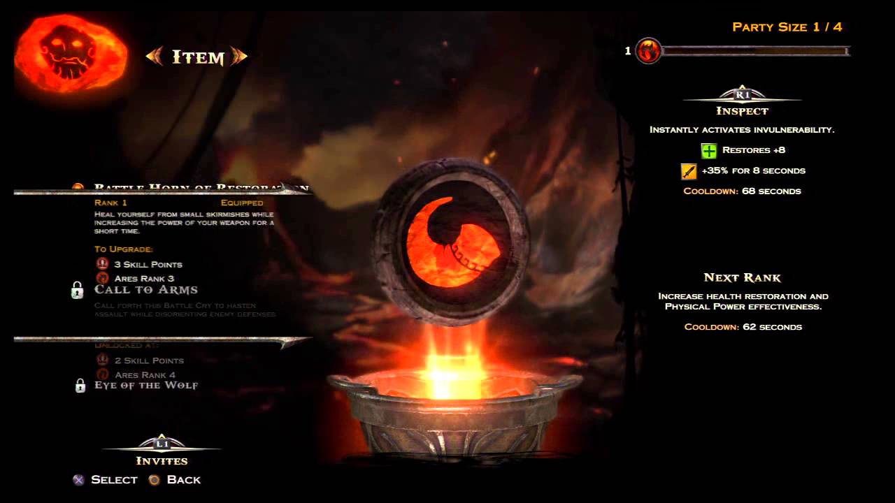 God of War Ascension Abilities Magic Fist of Ares, Items Battle