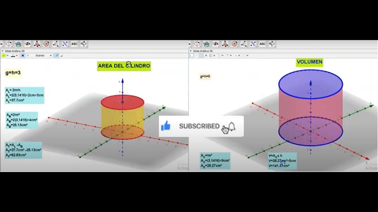 Área y Volumen del Cilindro - Tutorial en GeoGebra