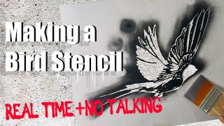 Making a Bird Stencil in Real Time + No Talking | ASMR