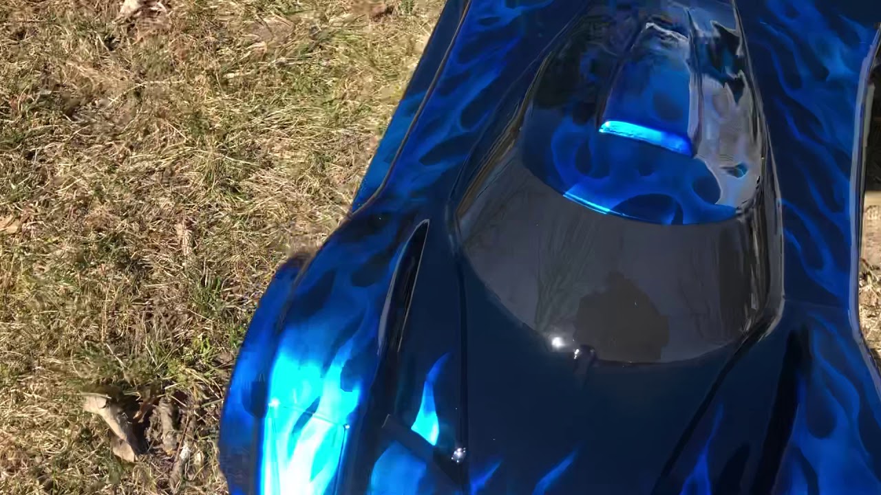 Toyota GT1 infraction body in Candy chrome blue flames