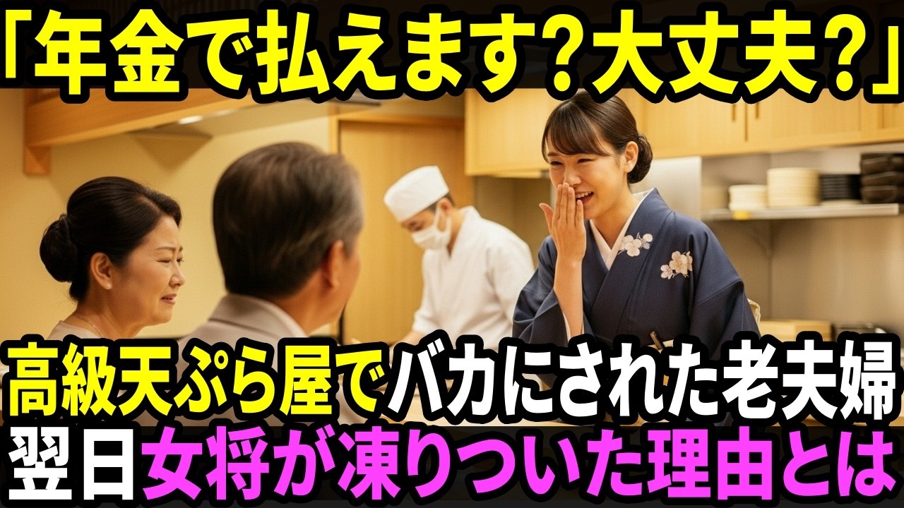 「年金で足りる？」高級天ぷら屋で嘲笑された老夫婦。翌日、女将が凍りついた理由とは…
