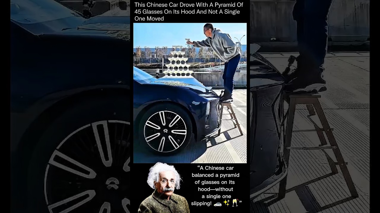 "Car Balances Glass Pyramid Without Breaking! 🚗😱✨"