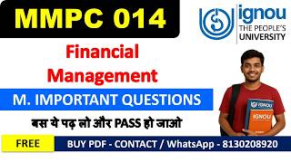 MMPC-014 Most Important Questions with Answers | Financial Management | IGNOU Exam Guide