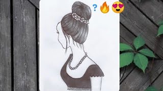 How to draw a girl with Messy bun hair easy step by step || pencil sketch 💚(2023)#drawing How to draw a girl with Messy bun hair easy step by step || pencil sketch 💚(2023)#drawing
