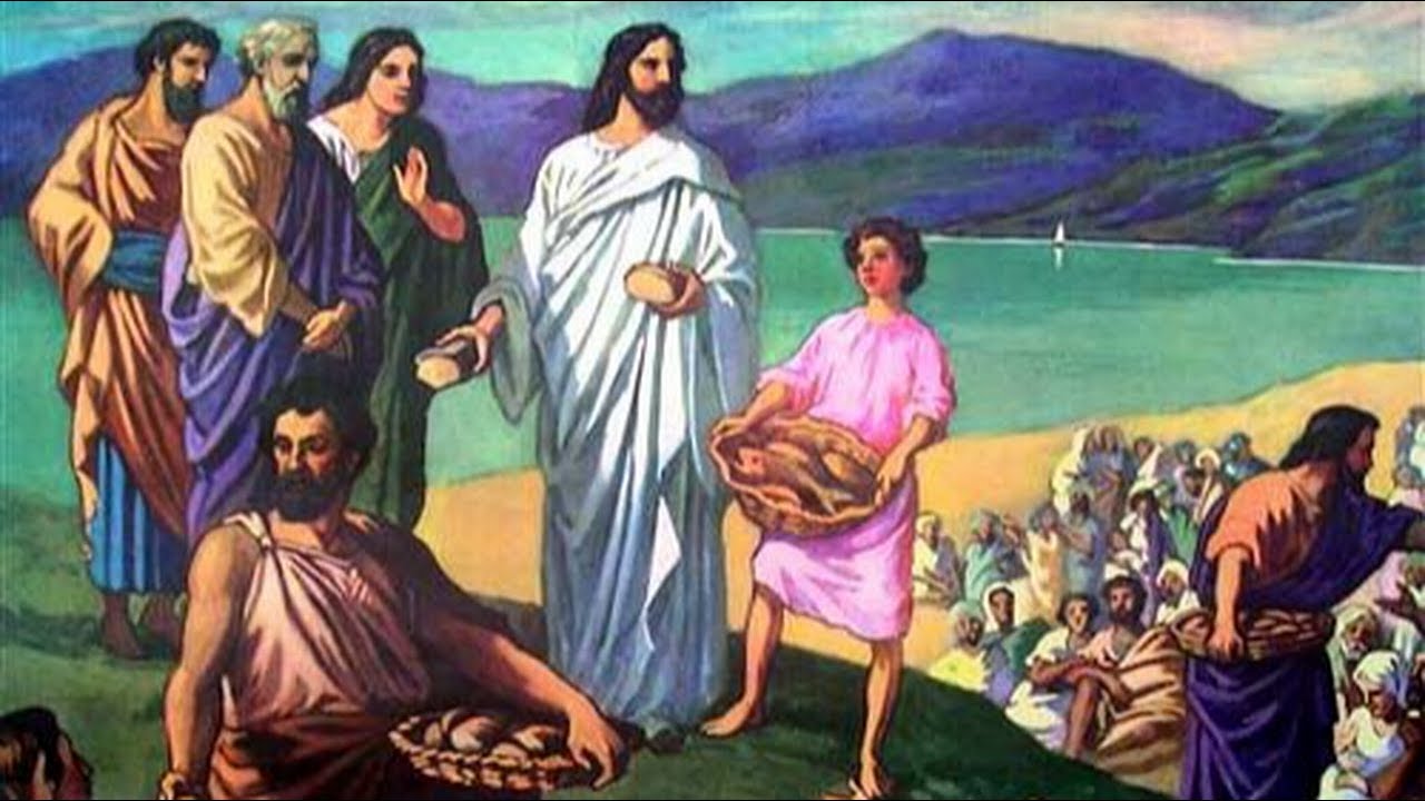Сотворено христом. Чудо насыщения пятью хлебами насыщение народа пятью хлебами. Икона насыщение народа пятью хлебами. Иисус Христос и 5 хлебов. Чудо Иисуса насыщение 5 хлебами.