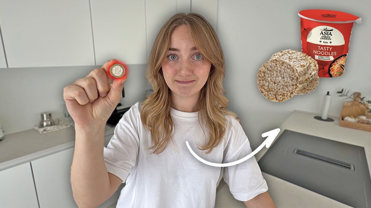 Nur LEBENSMITTEL unter 1€ essen für einen Tag...🫢