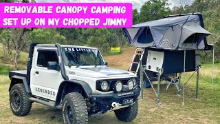 Camp set up with a removable canopy - Chopped Suzuki Jimny