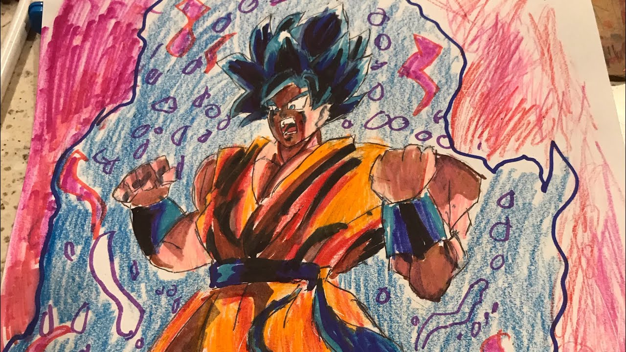 Simple Super Saiyan Blue Kaioken X10 Goku Drawing Sketch for Kindergarten