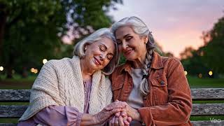 Lesbian Kiss - Lesbian Kissing - Lesbian Couple s Peaceful Park Bench Moment