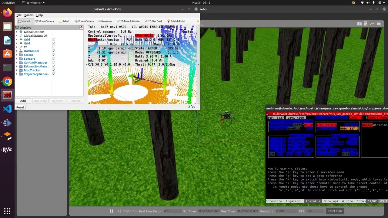 Drone navigating through the forest using 3D Lidar.
