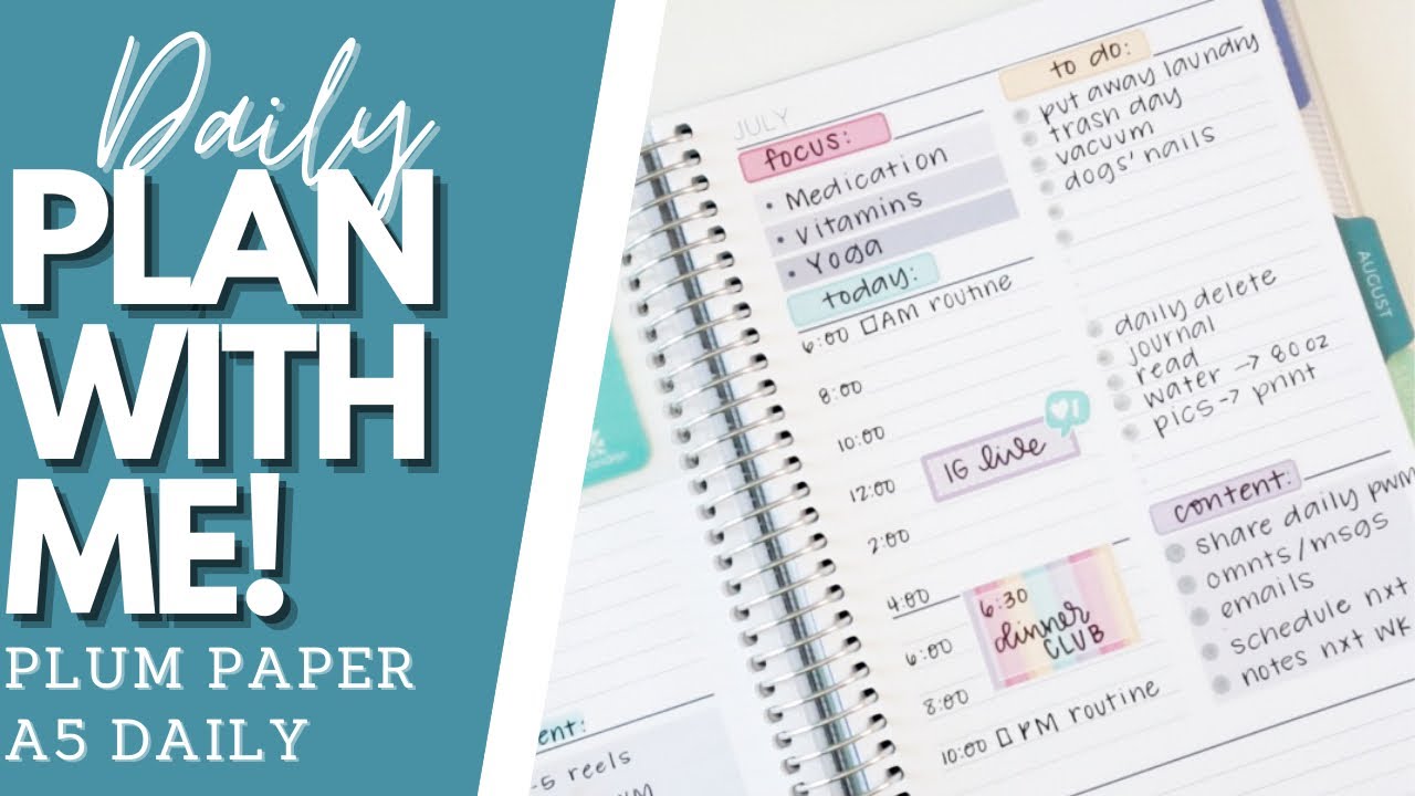 DAILY PLAN WITH ME! PLUM PAPER A5 DAILY YouTube