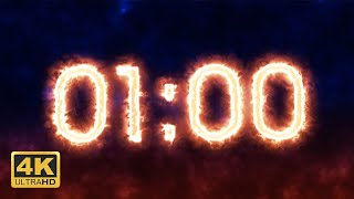 1 Minute Countdown Timer - 🔥 Burning 🔥 [4K]
