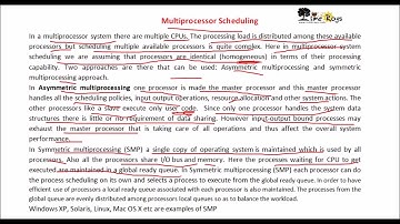 OS - Unit 3 - Part 24 -  "Multiprocessor Scheduling" by Sonali Timerays.