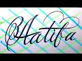 Aatifa name signature calligraphy status  how to cursive write with cut marker aatifa aatifa