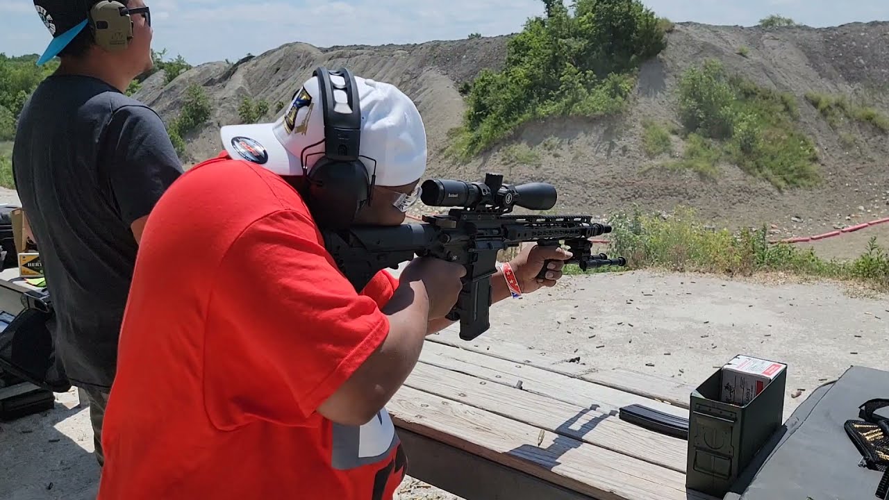 full auto POF P416 , 100 round mag dumps and more. outdoor range.