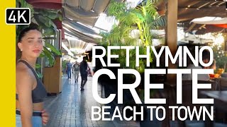 Beautiful Rethymno, Crete | Beach Town 4K Walk