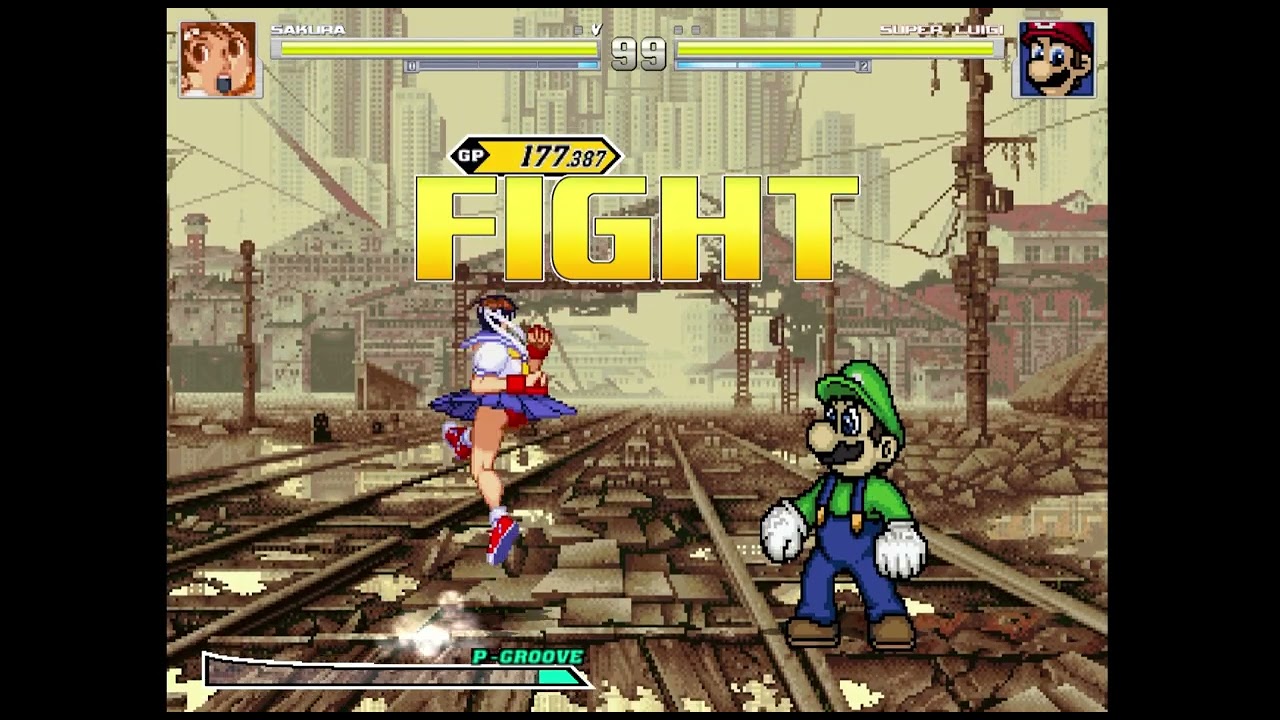 Mugen - Sakura Kasugano (me) Vs Super Luigi by ShinRyoga & NeoAnkh (AI)