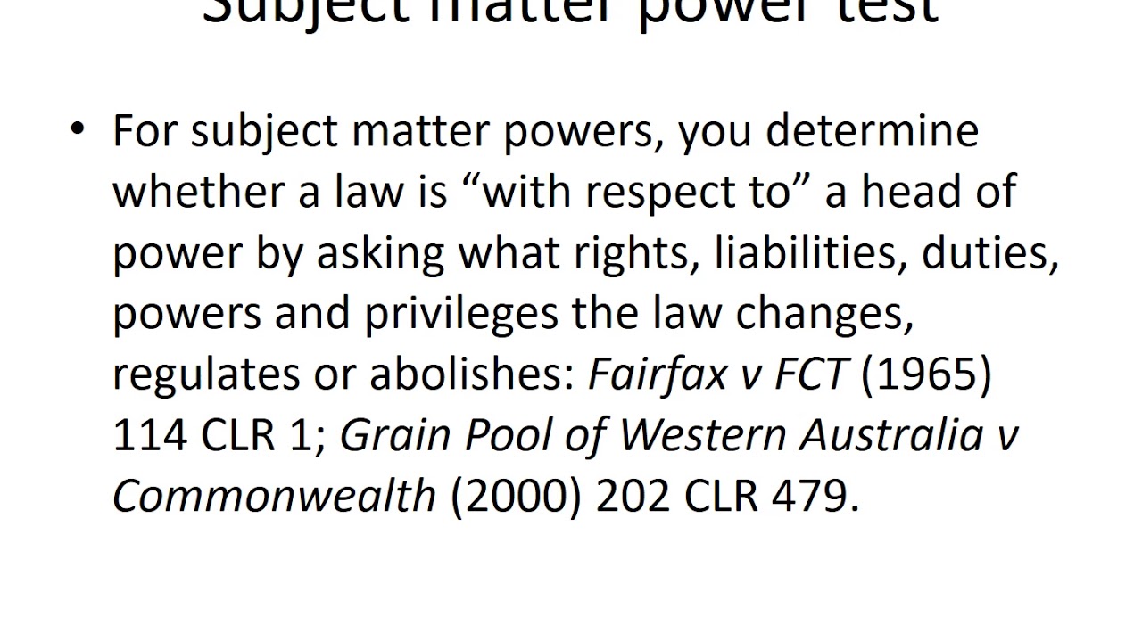 Characterisation of Commonwealth laws