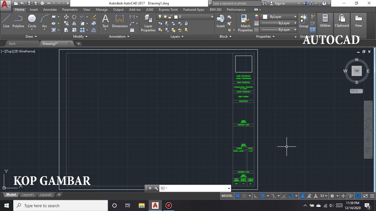 Cara Membuat Kop Gambar / Etiket Gambar di AutoCAD Free