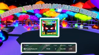 I Reached 750 Billion Blocks Mined In Mining Simulator 2(Roblox)