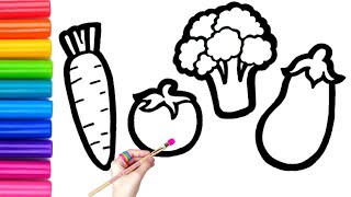 How to draw cute and easy Vegetables | Easy Drawing, Painting and Coloring for Kids & Toddlers
